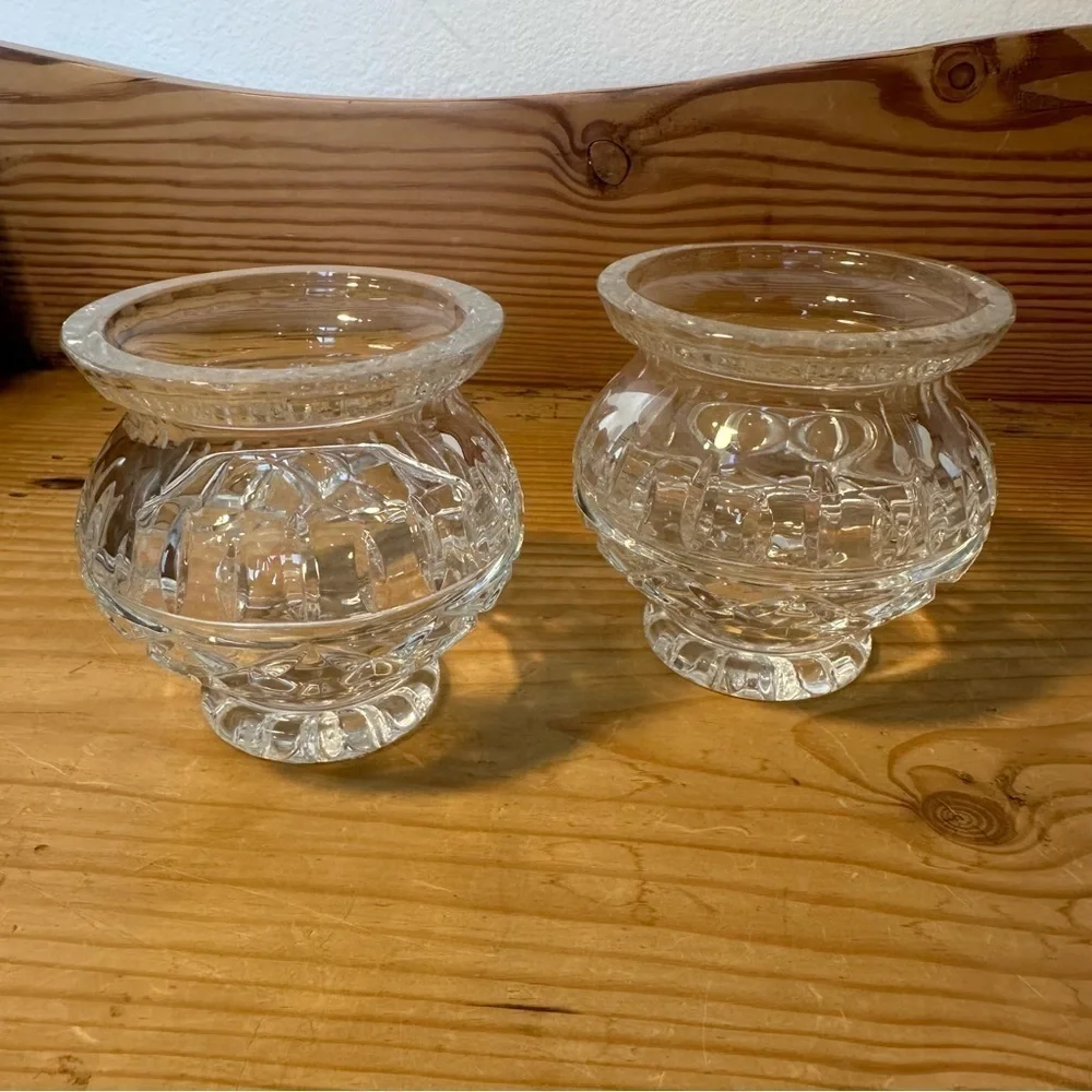 Slovakia crystal bud vase votive candle holder.